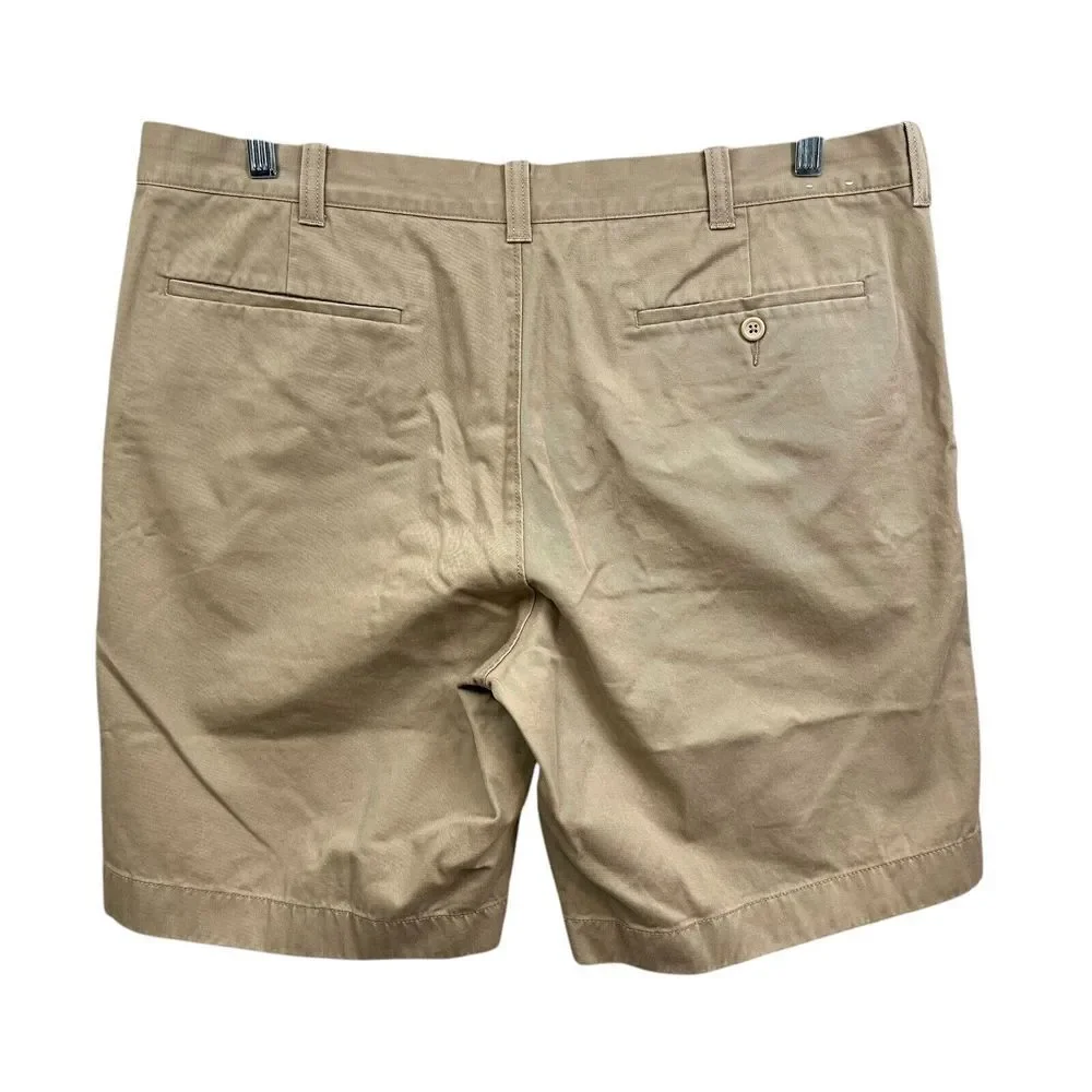 J. Crew Mens Chino Shorts Gramercy Flat Front Slit Pockets Zip Fly Tan Sz W38*